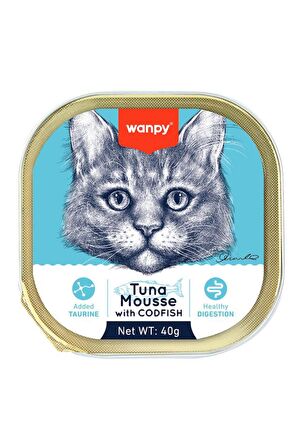 Wanpy Kedi 40g Ton & Morina Balıklı Alutray Yaş Mama