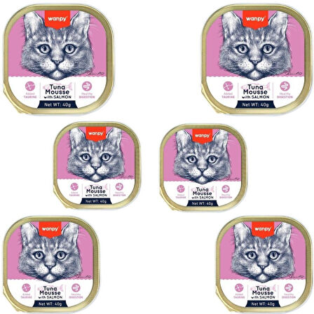 Wanpy Ton Balıklı Ve Somonlu Alutray Kedi Yaş Mama 40 Gr x 6 Adet