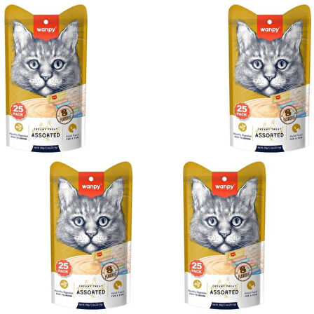 Wanpy Karışık 8 Lezzetli Krema Kedi Ödülü 25x14 Gr X 4 ADET