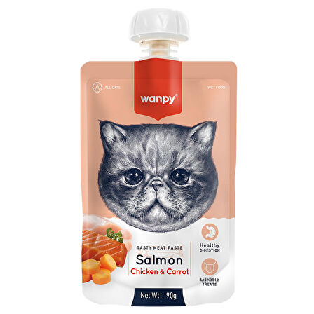 Wanpy Taze Somonlu&Tavuklu 10'lu  Kedi Et Ezmesi 90 gr