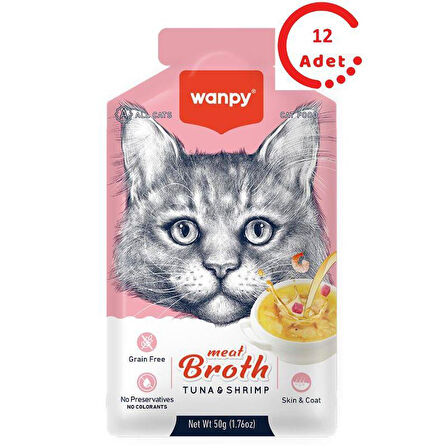 Wanpy Karidesli Ton Balıklı Kedi Çorbası 50 Gr x 12 Adet