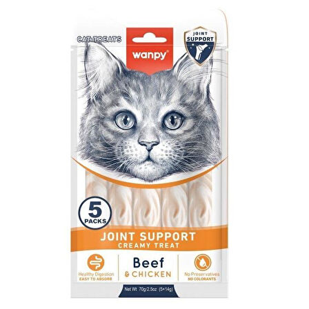 Wanpy Joint Support Sığır Eti ve Tavuklu Krema Kedi Ödülü 5x14gr