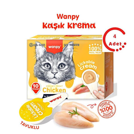 Wanpy Tavuklu Kaşık Krema Kedi Ödül Maması 10x16gr x 4 Adet