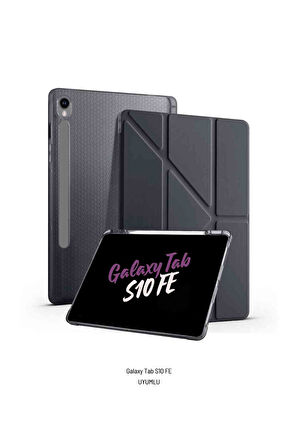 Galaxy Tab S10 FE 10.9 inç Uyumlu Kalem Bölmeli Katlanabilir Standlı Tri Folding Tablet Kılıfı