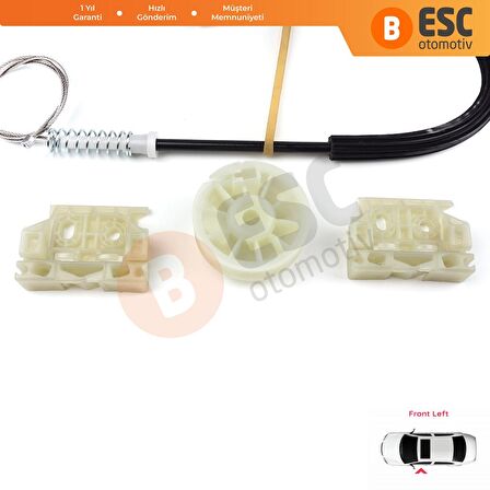 Citroen DS3 2009-On İçin Sol Kapı Cam Kriko Tamir Seti