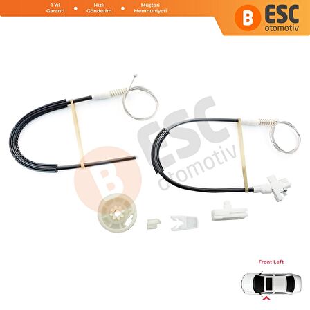 Renault Megane MK1 X64 1996-2003 4/5 Kapı 7700834347 İçin Ön Sol Kapı Cam Kriko Tamir Seti