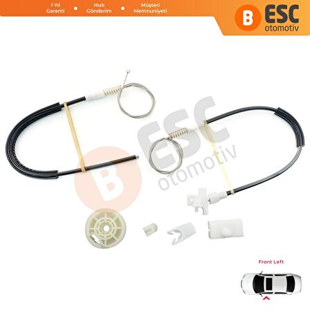 Renault Megane MK1 X64 1996-2003 4/5 Kapı 7700834347 İçin Ön Sol Kapı Cam Kriko Tamir Seti