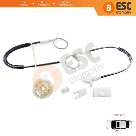 Renault Megane MK1 X64 1996-2003 4/5 Kapı 7700834347 İçin Ön Sol Kapı Cam Kriko Tamir Seti