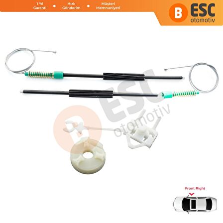 Fiat Doblo MK1 MPV Van 119 223 2001-2010 51718403 İçin Ön Sağ Kapı Cam Kriko Tamir Seti