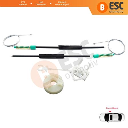 Fiat Doblo MK1 MPV Van 119 223 2001-2010 51718403 İçin Ön Sağ Kapı Cam Kriko Tamir Seti