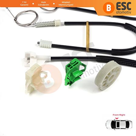 Skoda Octavia 1U İçin Sağ Ön Cam Kriko Seti 1U0837462B