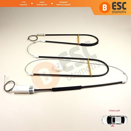 BMW E46 Coupe 3D İçin Sol Ön Kapı Cam Kriko Tamir Seti