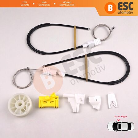 Renault Clio 2 Coupe İçin Ön Sağ Kapı Cam Kriko Tamir Seti 7700842246