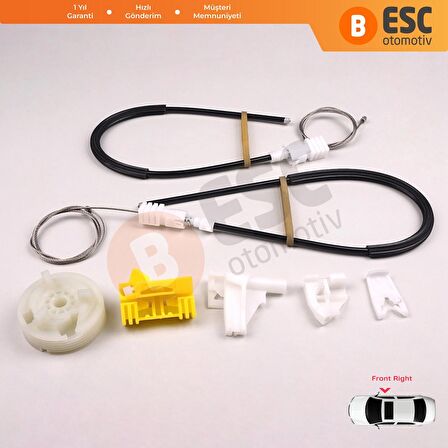 Renault Clio 2 Coupe İçin Ön Sağ Kapı Cam Kriko Tamir Seti 7700842246