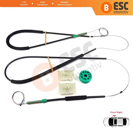 Audi A3 Coupe İçin Sağ Ön Kapı Cam Kriko Tamir Seti