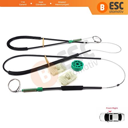 Audi A3 Coupe İçin Sağ Ön Kapı Cam Kriko Tamir Seti