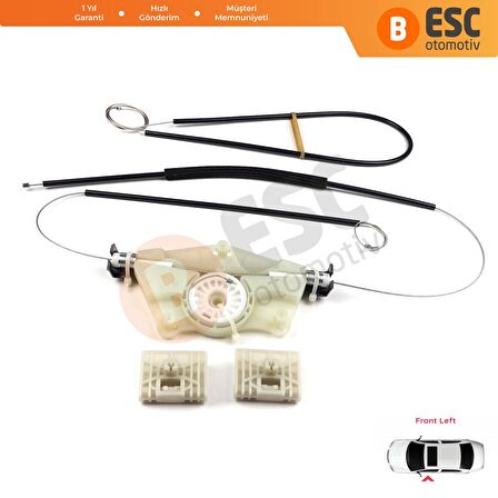 VW Touareg 2003-2010 İçin Ön Sol Kapı Cam Kriko Tamir Seti