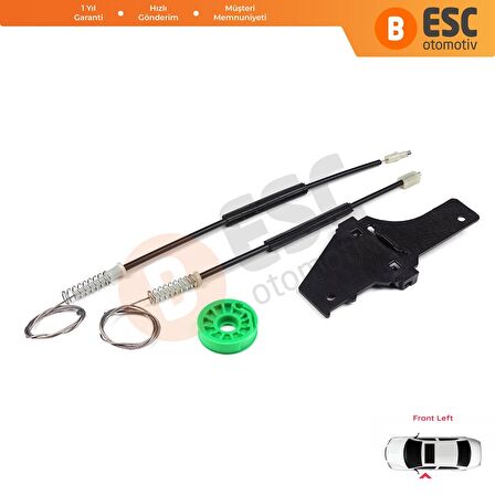 Peugeot 307 2002-2006 İçin Ön Sol Cam Kriko Tamir Seti