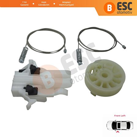 Fiat 500 2007-On için Ön Sol Cam Kriko Tamir Seti 68070267AD