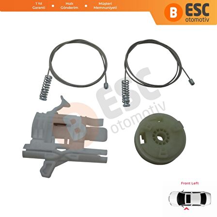 Fiat 500 2007-On için Ön Sol Cam Kriko Tamir Seti 68070267AD