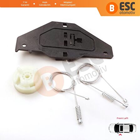 Citroen C3 MK2 5 Kapı İçin Ön Sol Cam Kriko Tamir Seti 402215E