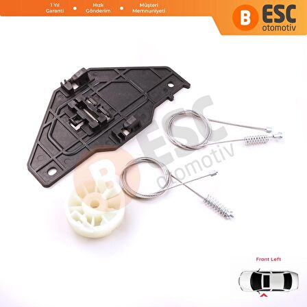 Citroen C3 MK2 5 Kapı İçin Ön Sol Cam Kriko Tamir Seti 402215E