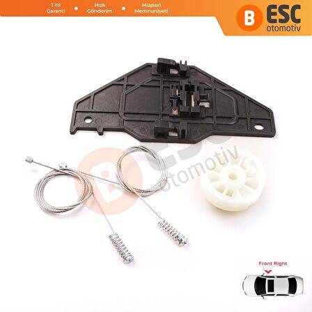 Citroen C3 MK2 5 Kapı İçin Ön Sağ Cam Kriko Tamir Seti 402216E 