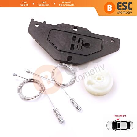 Citroen C3 MK2 5 Kapı İçin Ön Sağ Cam Kriko Tamir Seti 402216E 