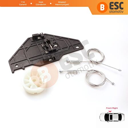 Citroen C3 MK2 5 Kapı İçin Ön Sağ Cam Kriko Tamir Seti 402216E 