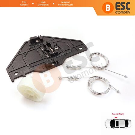 Citroen C3 MK2 5 Kapı İçin Ön Sağ Cam Kriko Tamir Seti 402216E 