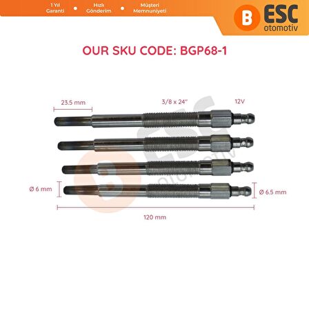 Caterpillar 3304 3306 İçin 4 Adet Isıtma Bujisi 12 Volt 3T9561