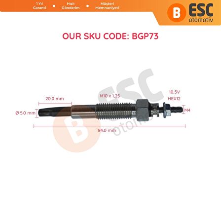 Kia Sportage Besta Mazda 626 için 1 Adet Isıtma Bujisi 10.5 Volt OK04S18140A
