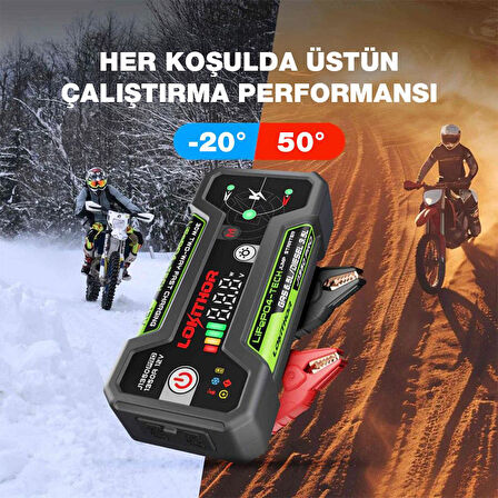 Lokithor J1350PRO 12V 1350Amp LiFePO4 Akıllı Akü Takviye + Powerbank + Led Lamba