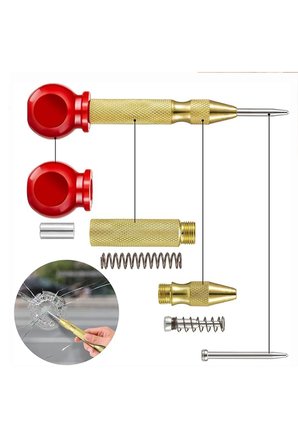 Yaylı Metal Noktalama İşaretleme Zımba Kalemi Otomatik Merkez Körneri - Metal, Ahşap, Plastik ve Cam Delme İşaretleme Aleti