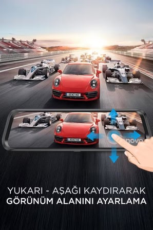 Lenovo V7AHD Siyah 1080P Araç içi 9.6inç Dokunmatik Dikiz Ayna Gece Görüşü Ön ve Arka Araç Kamerası