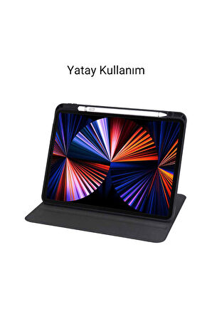 iPad 11 inç Pro M2 3/4 Nesil Uyumlu 360 Dönebilen Yatay Dikey Stand Özellikli Pino Tablet Kılıfı