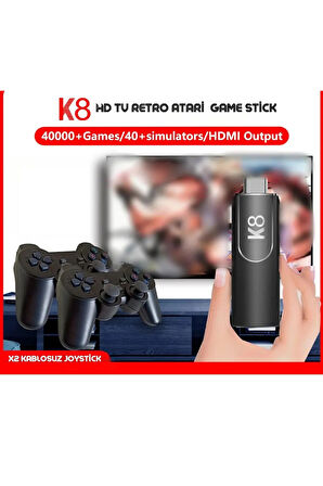 K8 4K HDMİ 10000+ Oyunlu Çift Kol 3D Retro Arcade Oyun Konsolu