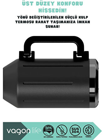Vagonlife Çelik Termos 1200 ml Siyah