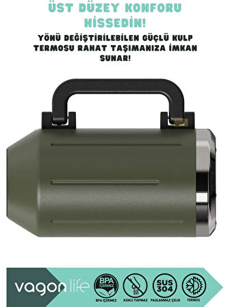 Vagonlife Çelik Termos 1200 ml Yeşil