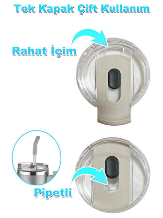 Vagonlife Pipetli Çelik Termos Matara 950 ml Yeşil