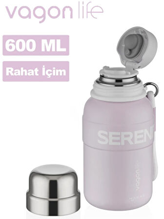 Vagonlife Çelik Termos Matara 600 ml Pembe