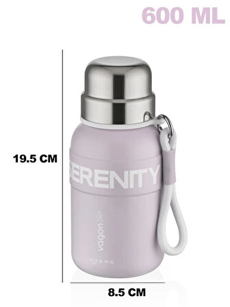 Vagonlife Çelik Termos Matara 600 ml Pembe