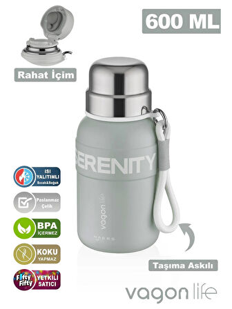 Vagonlife Çelik Termos Matara 600 ml Mavi