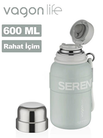 Vagonlife Çelik Termos Matara 600 ml Mavi