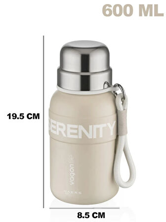 Vagonlife Çelik Termos Matara 600 ml Krem