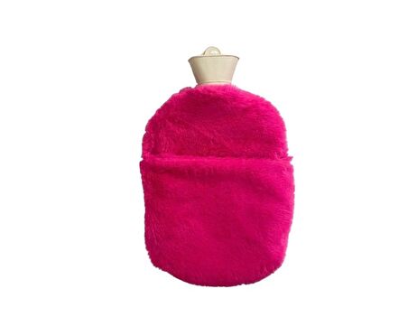 Sıcak Su Torbası Cepli Pembe Peluş Termofor 35x23x2cm 2 Litre