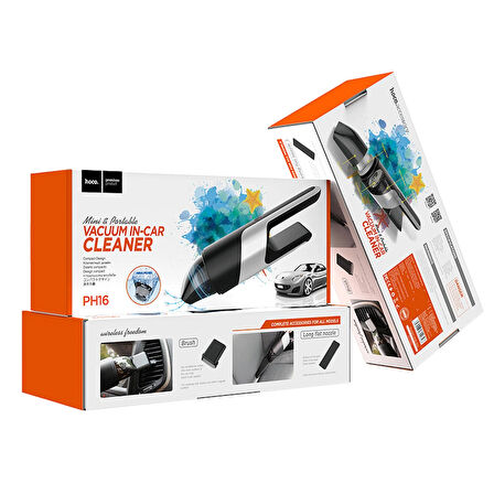 PH16 Azure taşınabilir elektrikli araç süpürgesi 80W güç 2000mAh pil HEPA sınıfı filtre elemanı