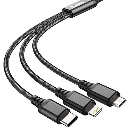 HOCO X76 3in1 Type-C + iPhone Lightning + Micro USB 2A Şarj Kablosu