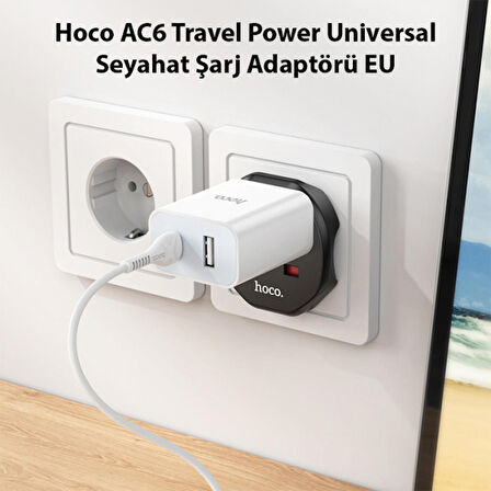 Hoco AC6 Travel Power Universal Seyahat Şarj Adaptörü EU