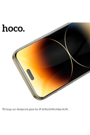Hoco. iPhone 14 Pro Max 9D Dustproof Cam Ekran Koruyucu - Siyah